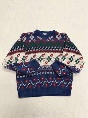 Cabin Creek Vintage Medium Acrylic Knit Sweater Blue Red Green